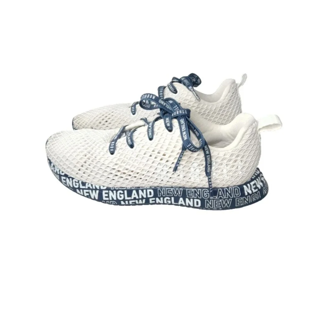 NOBULL New England Diamond Mesh Runner Shoes Women's Size 9.5 White & Blue - Picture 2 of 9